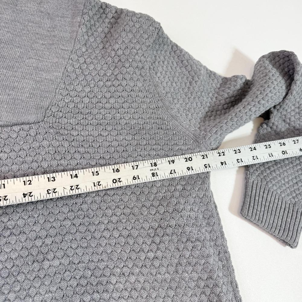 Armani Exchange Sweater Mens Large‎ Gray Merino Wool Shawl Collar Pullover Knit - Picture 4 of 9